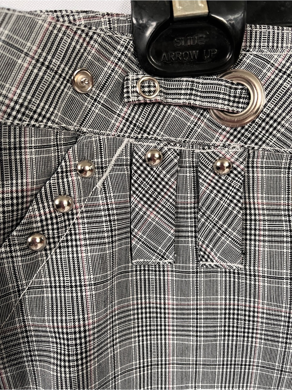 Urban Life - Women's Gray Plaid Shorts with Stud Detail - Picture 2 of 8